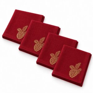 Claret Red Cloth Christmas Napkins – Pinecone, Set of 4