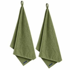 Olive Green Cotton Tea Towels British & Handmade, Pack of 2