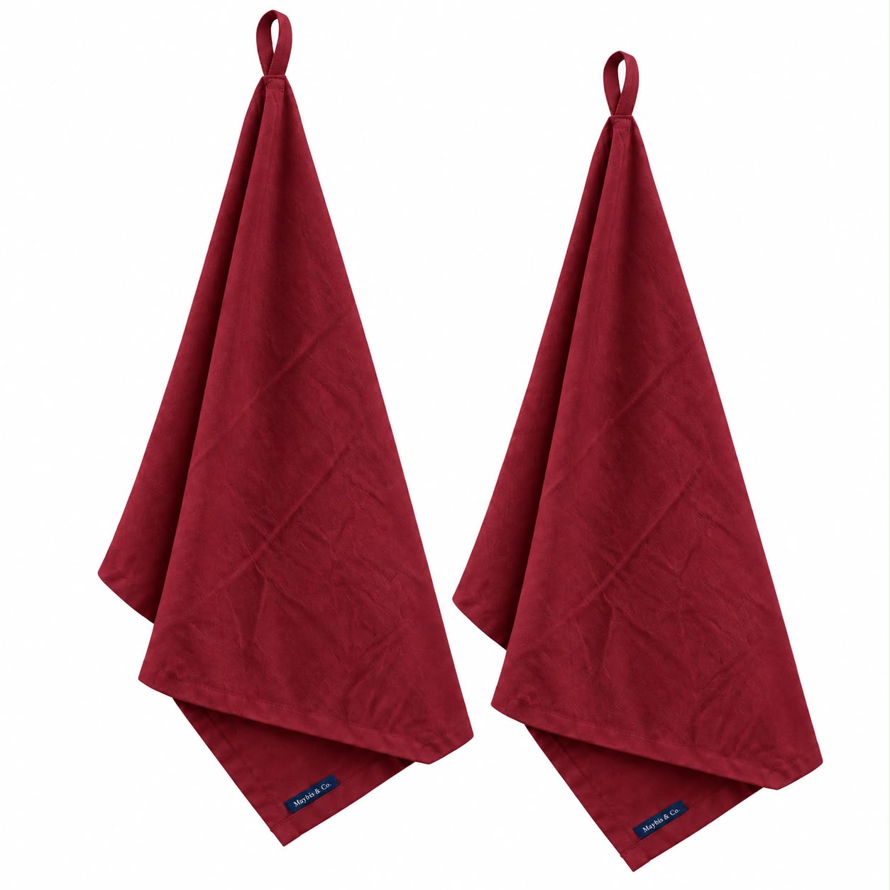 Claret Red Cotton Tea Towels British & Handmade, Pack of 2