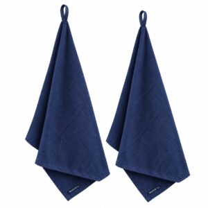 Navy Blue Cotton Tea Towels British & Handmade, Pack of 2