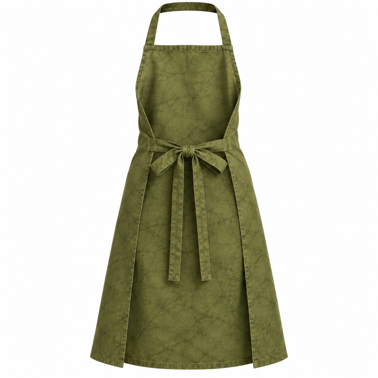 Maybis Handmade Cotton Apron – Hand-Dyed Olive Green - Image 3