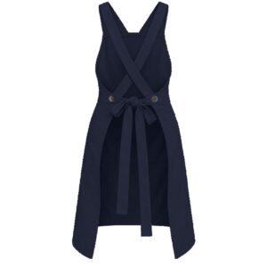 Maybis Handmade Cotton Apron – Hand-Dyed Cross-back Navy Blue