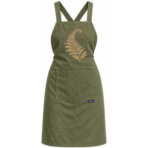 Maybis Handmade Cotton Apron – Olive Green, Fern Print