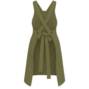 Maybis Handmade Cotton Apron – Hand-Dyed Cross-back Olive Green